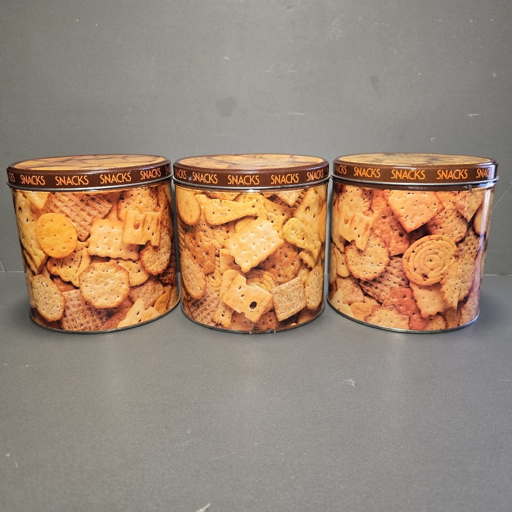 3 Nabisco Snack Mixed Crackers Round Vintage Advertising Tin Sociables Chicken,